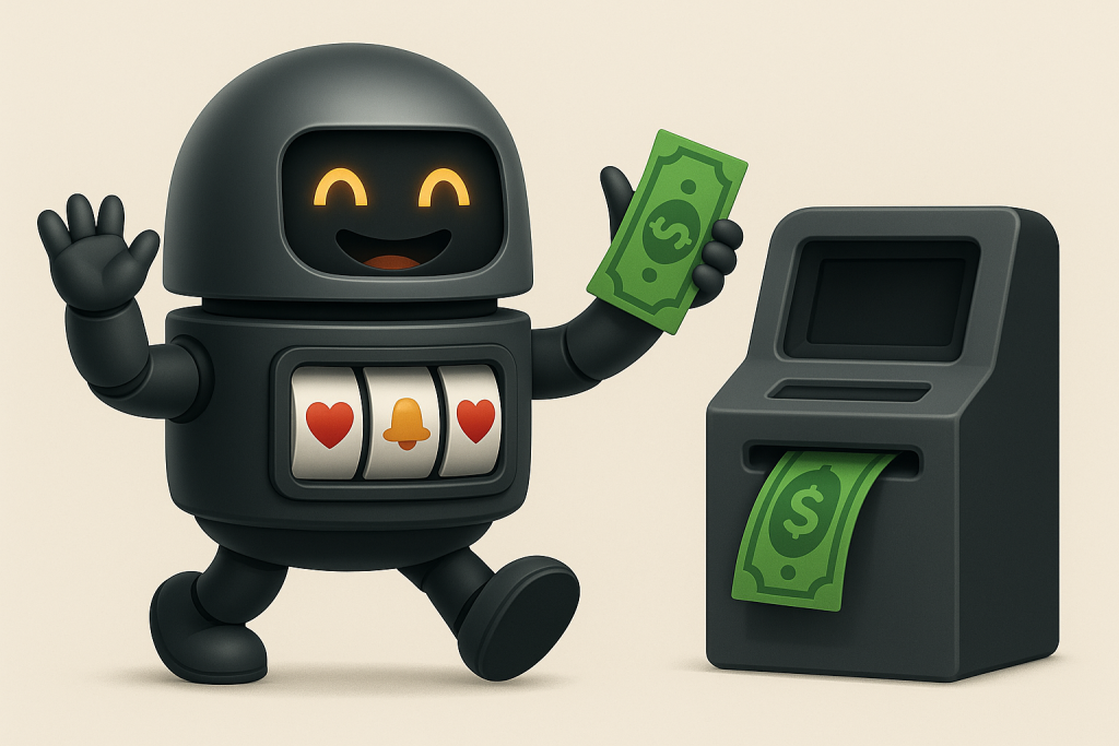 Kuvitus, joka kuvaa Trumo-kotiutusten nopeutta ja helppoutta, esimerkiksi rahan siirtymistä tilille minuuteissa.