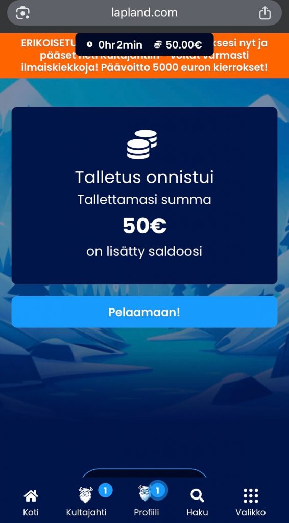 Revolut talletus tulee perille ja pelaamisen voi aloittaa