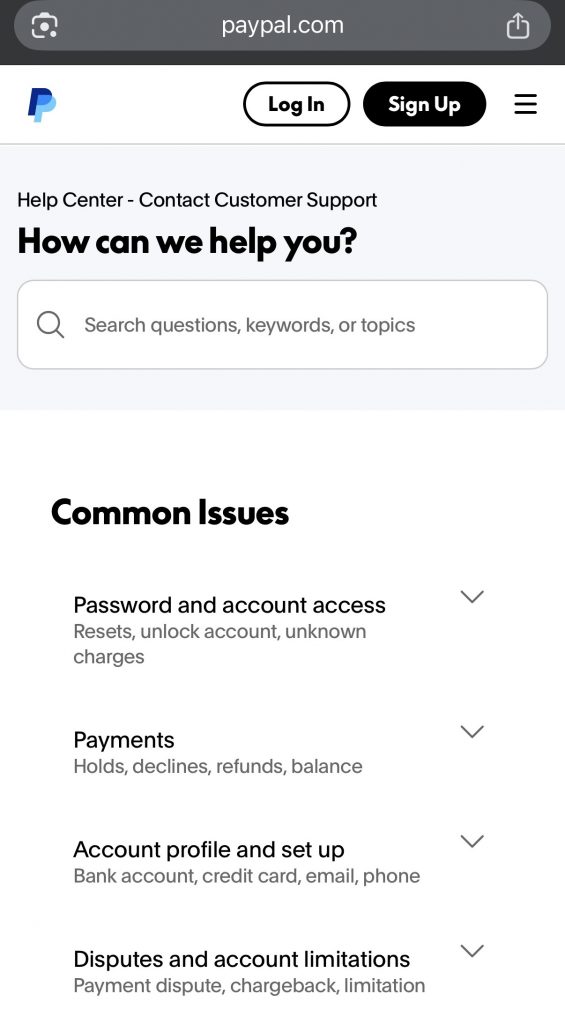PayPal FAQ-osio