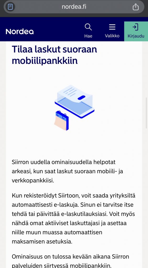 Siirron kautta maksat kätevästi e-laskut