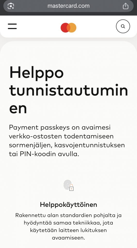 Mastercard maksut voi vahvistaa biometrisesti