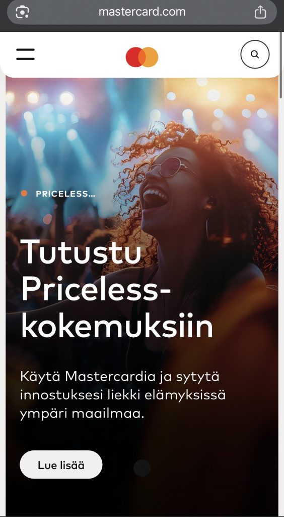 Mastercard Priceless tarjoaa etuosto-oikeuden tapahtumiin ja muita etuja