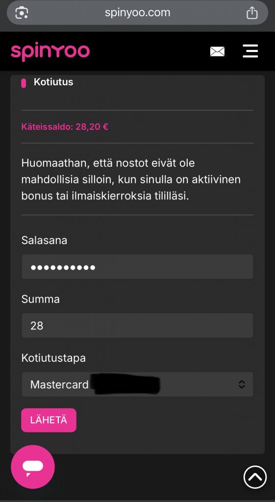 Mastercard kotiutus ja sen vahvistaminen