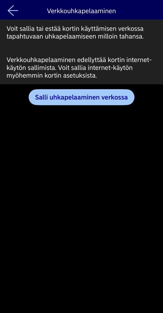 Mastercard rahapeliesto Nordean verkkopankissa
