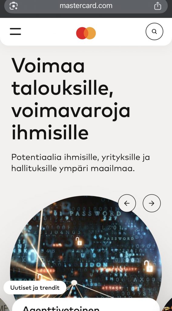 Mastercard.com etusivu