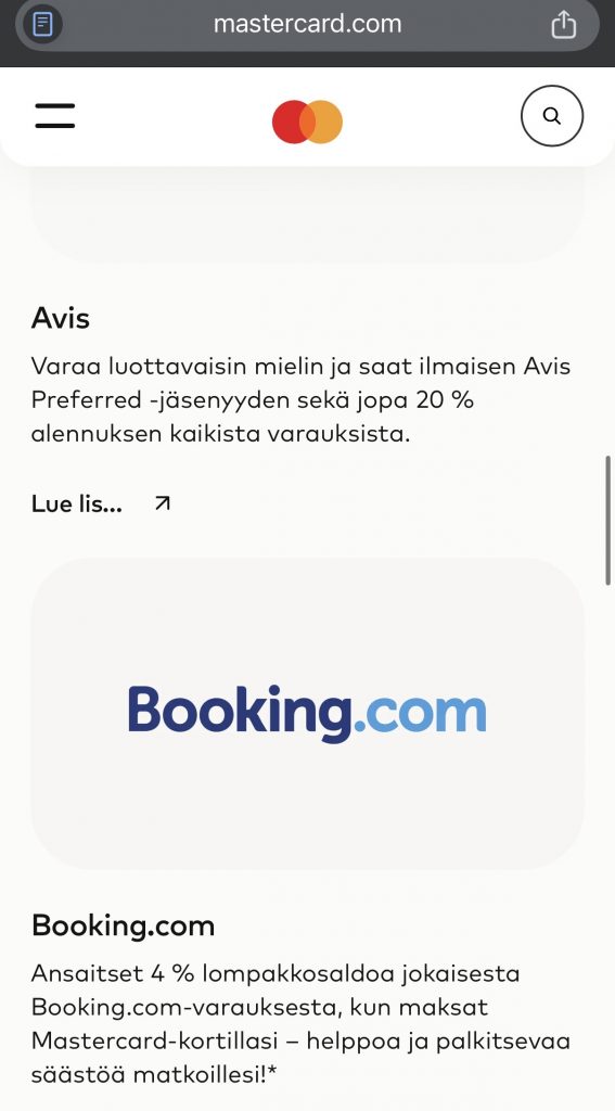 Mastercard tarjoaa paljon erilaisia kumppanuusetuja