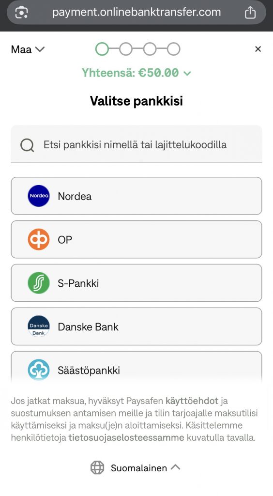 Rapid Transfer talletus ja yhteistyöpankkien lista