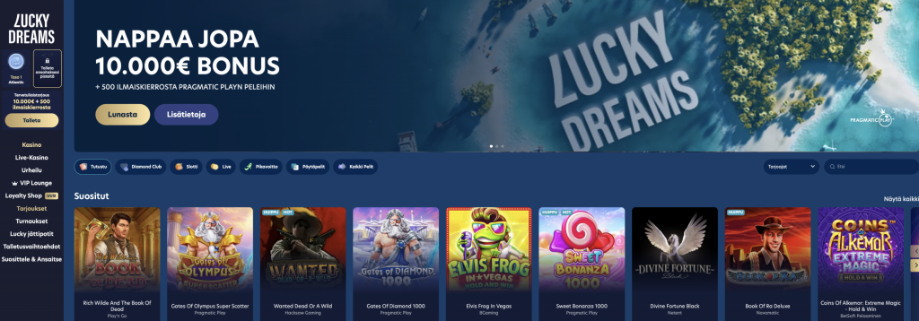 Kryptokasino Lucky Dreamsin etusivu